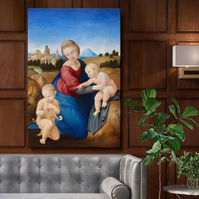 Madonna and Child with Saint John - Sacred Renaissance Trio By Raphael 