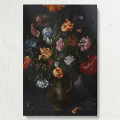 A Vase with Flowers - Baroque Tulip & Peony Arrangement By Jacob Vosmaer 