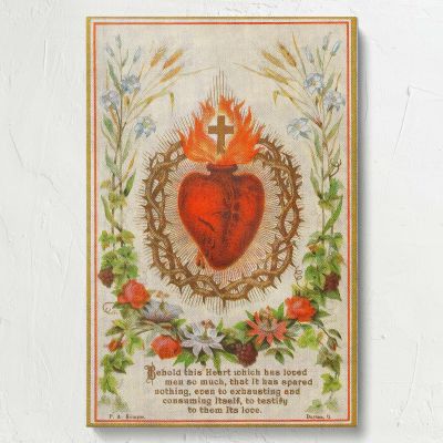 Sacred Heart - Radiant Holy Symbol with Floral Border