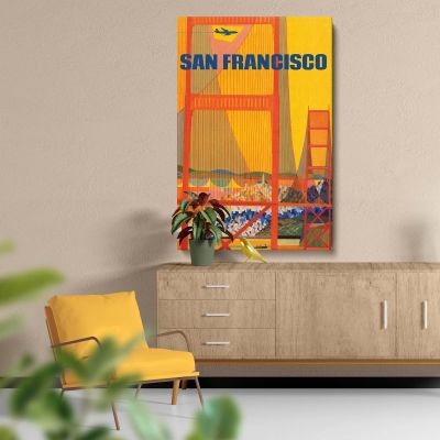 San Francisco - Golden Gate and Retro Skyline Poster