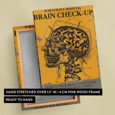 Brain Check-Up - Retro Skull & Brain Diagram with Typography
