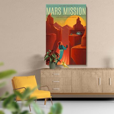 Mars Mission - Retro Space Explorer on Red Planet Poster