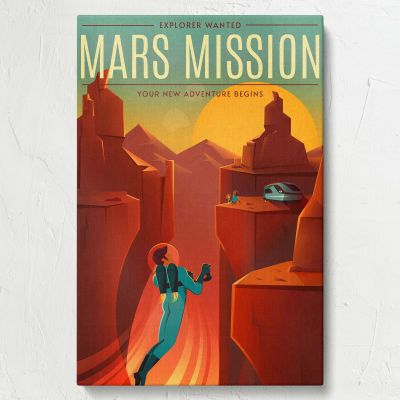 Mars Mission - Retro Space Explorer on Red Planet Poster