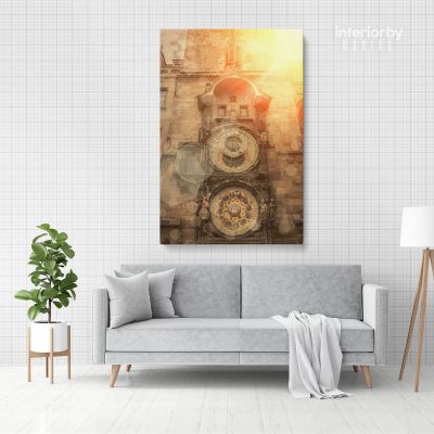 Portrait Modern Canvas Photography Clock Building Canvas with Frame/Roll Living Room Bedroom Wall Hanging Wall Artwork Mural Gift