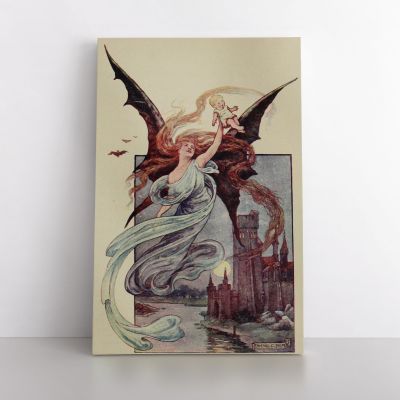 Fairy Wall Artwork Original Painting in Canvas with Frame Fairy Painting Photo Poster Print on Canvas