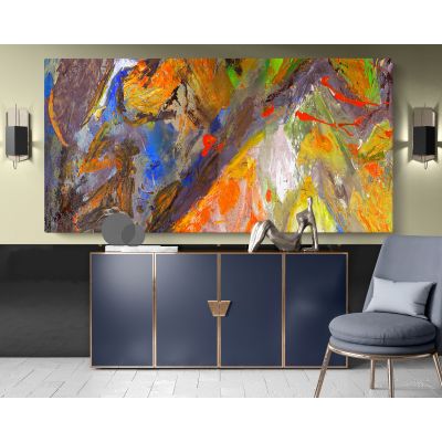 Panoramic Abstract Painting Canvas Photo Print with Frame Abstract Canvas Home Decor Wall Mural