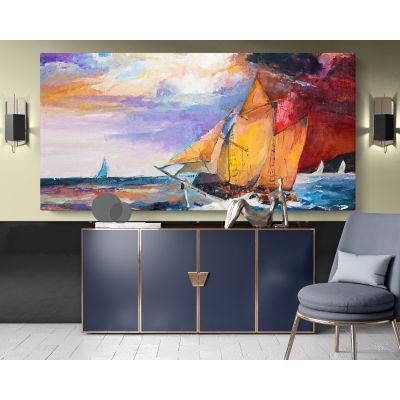 Panoramic Giclee Modern Abstract Art Painting Canvas Photo Print with Frame Home Decor Wall Mural Gift
