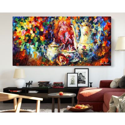 Tea Party Palette Knife Oil Painting by Leonid Afremov Photo Print on Canvas with Frame Home Decor Wall Mural