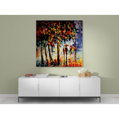 Rainy Stroll Palette Knife Oil Painting by Leonid Afremov Canvas Photo Print Home Decor Wall Mural Hanging Gift