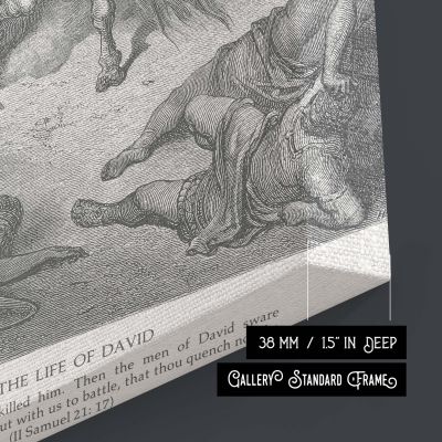 Abishai Saves David - Gustave Dore Heroic Battle Scene with Sword and Shield 