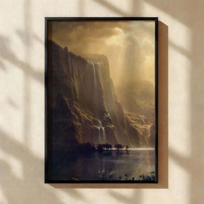 Among the Sierra Nevada by Albert Bierstadt - Golden Light on Waterfalls and Peaks 