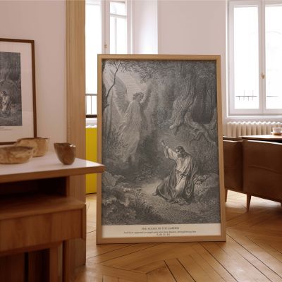 Angel Appears in Garden - Comforting Christ by Gustave Dore 