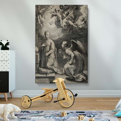 Annunciation to the Virgin - Angel and Madonna Scene By Hendrik Goltzius 