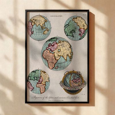 Antique world map canvas