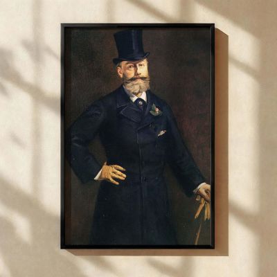 Antonin Proust by Edouard Manet - Black Coat with Top Hat and Brown Backdrop