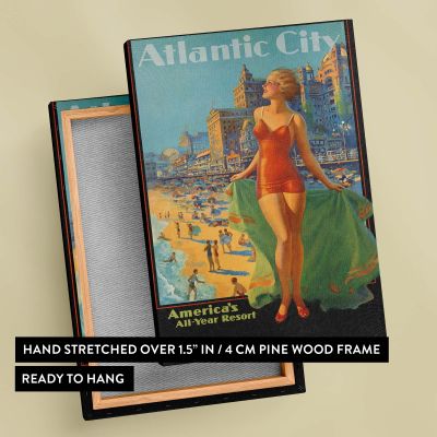 Atlantic City - Vintage Railroad Beach Travel Poster