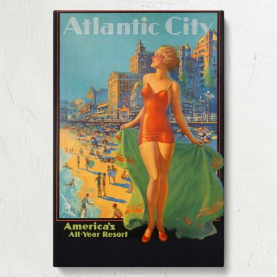 Atlantic City vintage railroad travel poster