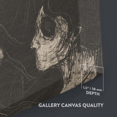 Attraction I - Haunting Lovers' Embrace in Expressionist Style By Edvard Munch 