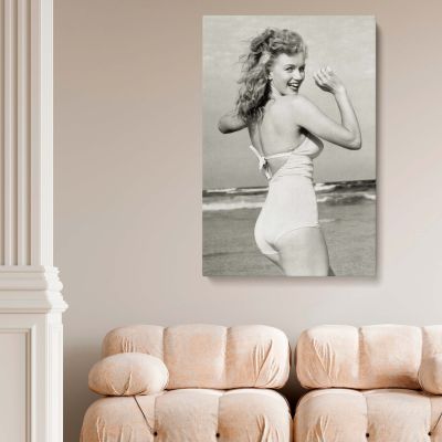 Beach Bikini Marilyn - Black and White Art for Bedroom or Dressing Room 