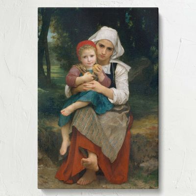 Breton Brother and Sister - Rural Tender Moment By William Bouguereau 