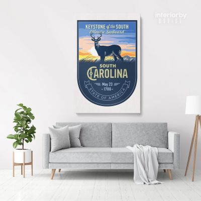 South Arolina Keystone of the South Atlantic Seaboard State of America Emblem Canvas Wall Artwork Print For