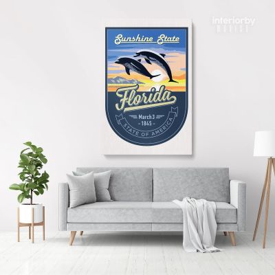 Florida Sunshine State of America Emblem Canvas Wall Artwork Mural Print
