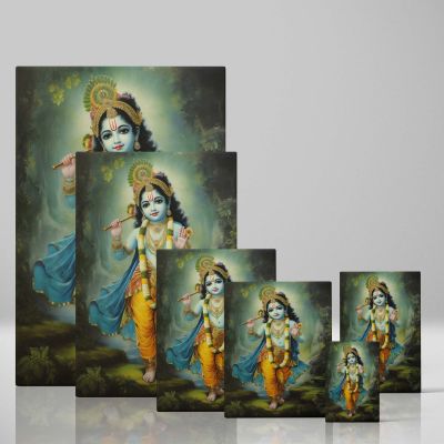 Child Krishna in Forest - Flute and Peacock Crown Scene