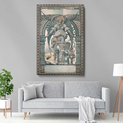 Christmas 1889 - Angel and Christ Child in Festive Art Deco Style By Luc-Olivier Merson 