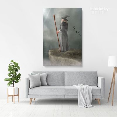 Fantasy Fairytale City Fairytale in Edge of Mountain Framed Canvas Fantasy Wall Art Picture Poster Print ation Living Dining Room