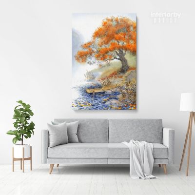 Spring Tree Watercolor Canvas with Frame Flowers Print on Canvas Wall Hangings Modern Art Picture Print ation Living Dining Room