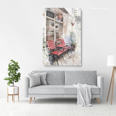 Watercolor Painting City Canvas with Frame Modern Art Print on Canvas Wall Hangings Decor Picture Print ation Living Dining Room