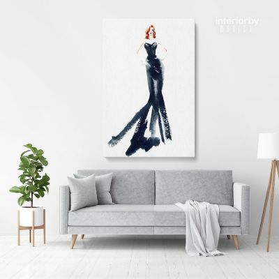Modern Women Watercolor Painting Posters Print Black and White Canvas with Frame