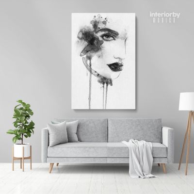 Black And White Creative Modern Women Watercolor Painting Canvas