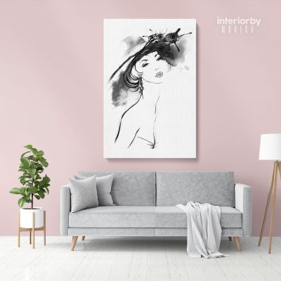 Black And White Creative Women Watercolor Painting Posters Print Canvas