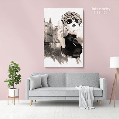 Black and White Modern Women with Smoke Watercolor Painting Posters Print Canvas
