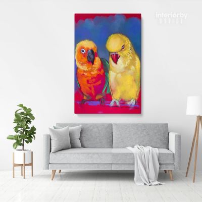 Aratinga Parrot Bird Psittacidae Original Pastel Painting Posters Print Canvas with Frame