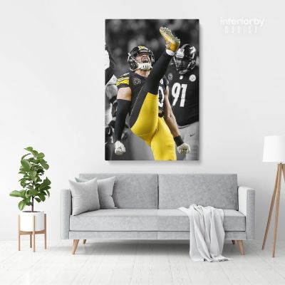 TJ Watt Celebration Steelers Print Poster Canvas Banner Football Fan Kids Wall Decor