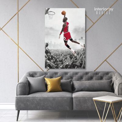 Michael Jordan Last Game Shot Basketball Canvas with Frame or Rolled Kids Gaming Zone Home Decor Wall Art