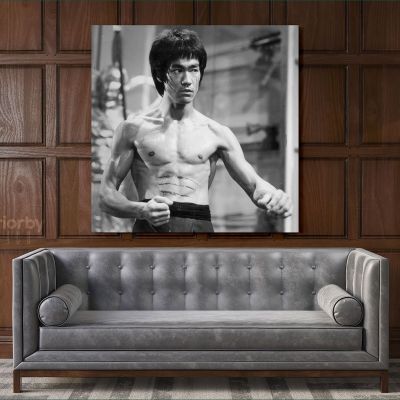 Bruce Lee Poster Martial Arts Dragons Canvas with Frame Home Decoration Canvas
