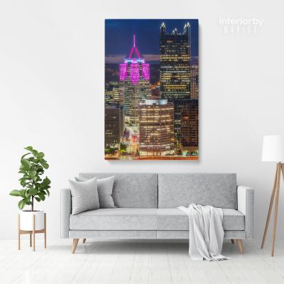 Pittsburgh Skyline Highmark City Building Canvas with Frame or Rolled Canvas, Home Decoration Living Room Bedroom Wall Artwork Hangings Gift