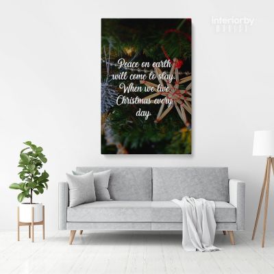 Merry Christmas Quote Print Painting Framed Canvas for Rolled Home Decor