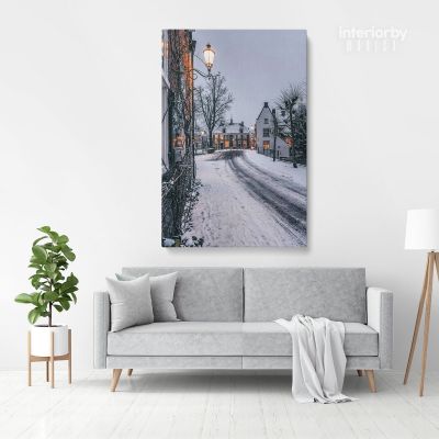 Merry Christmas Winter Snow Print Painting Framed Canvas