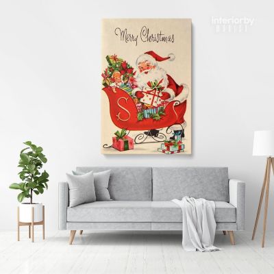 Merry Christmas Greeting Gift Print Painting Framed Canvas