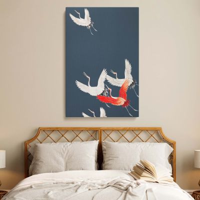 Cranes in Flight - Japanese-Inspired Bird Composition