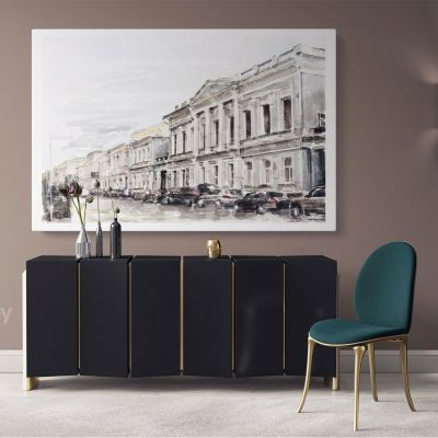 Modern Art Watercolour City Painting Canvas with Frame Print Landscape Canvas Wall Hangings Modern Wall ation Bedroom Mural Gift