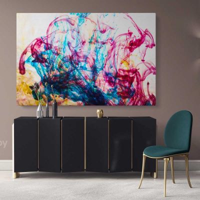 Modern Art Landscape Acrylic Colors And Ink In Water Canvas with Frame Print Poster Living Dining Modern Wall Hangings Mural Gift