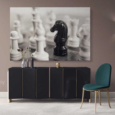 Large Chess Board Canvas with Frame / Roll Kids Gaming Modern Wall Art Print Poster Living Room Bedroom Mural Gift Wall Hangings