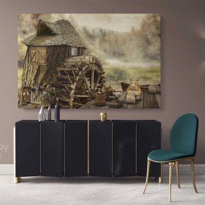Wood Fairies Tub Mill Fictional Fantasy Canvas with Frame /Roll Modern Print Poster Living Room Abstract Mural Gift Wall Hangings