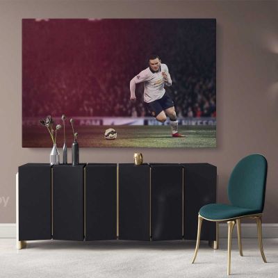 Wayne Rooney Poster Soccer Player Sports Canvas with Frame/Rolled Canvas Kids Gaming Zone Wall Art Mural Hanging Gift Gamer Print