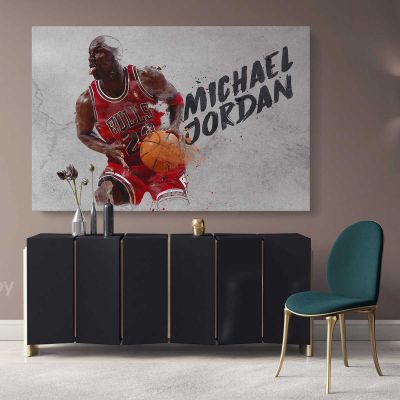 Basketball Player Michael Jordan Canvas with Framed/Rolled Canvas Kids Gaming Zone Home Decor Wall Art Mural Hangings Gift Gamer Print Poster